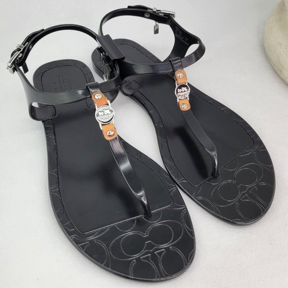 Shoes - COACH Piccadilly Black Jelly Sandals 9B
